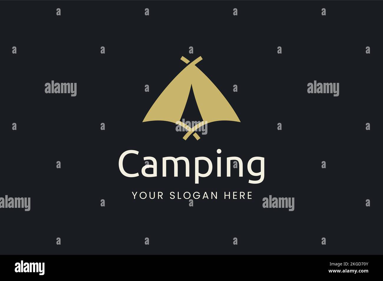 Simple camping logo with tent shape Stock Vector