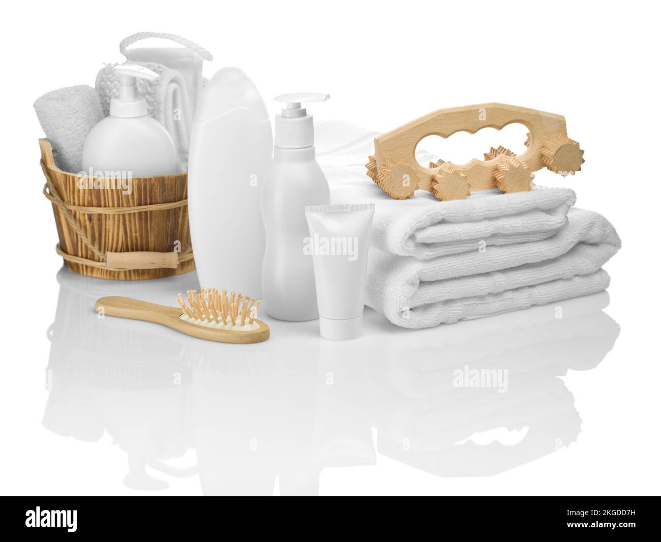 big composition of objects for bathing Stock Photo