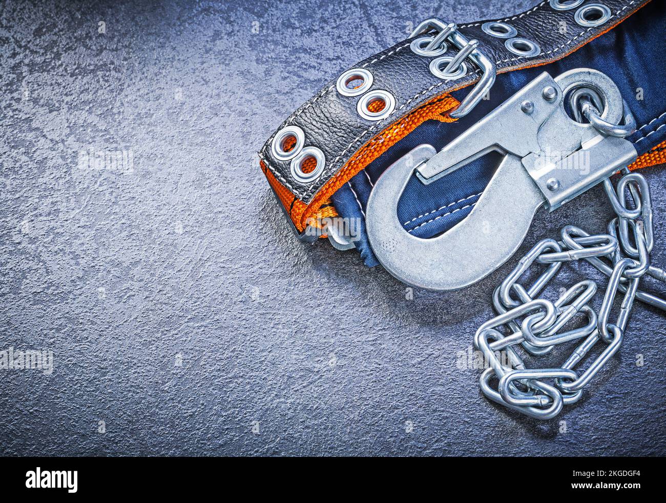 Building safety belt on black background construction concept Stock ...