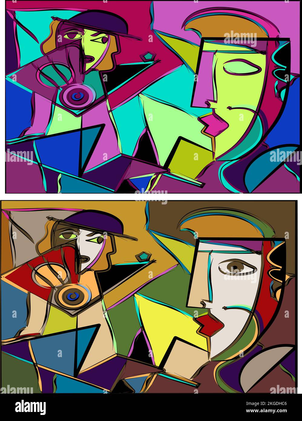 Abstract background,cubism art style,abstracts portraits , set 2 ...