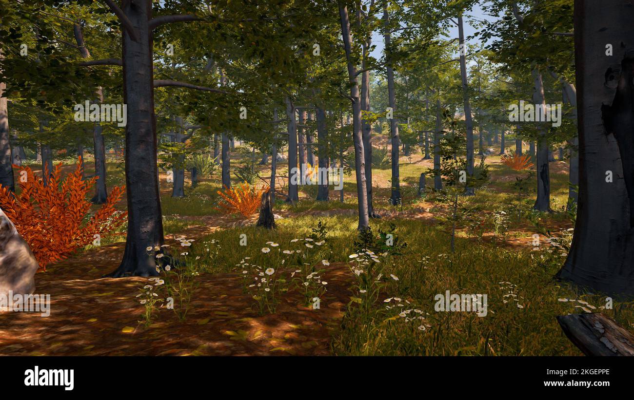 3D rendering. An immersive natural environment. Landscape to illustrate ...