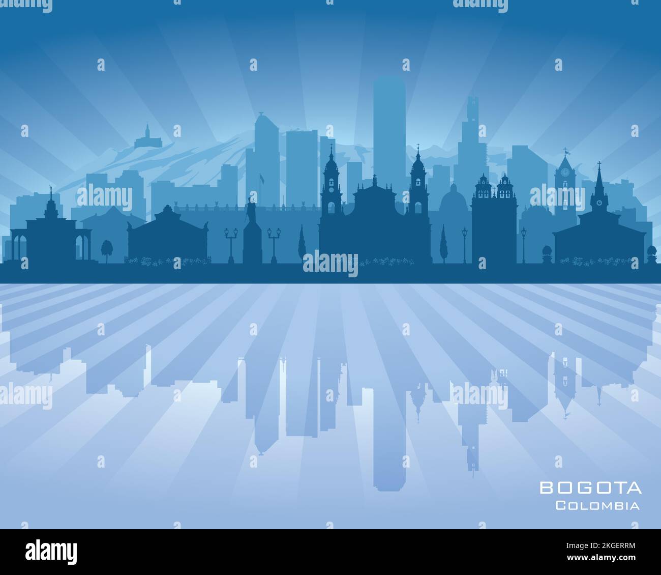 Bogota Colombia city skyline vector silhouette illustration Stock Vector