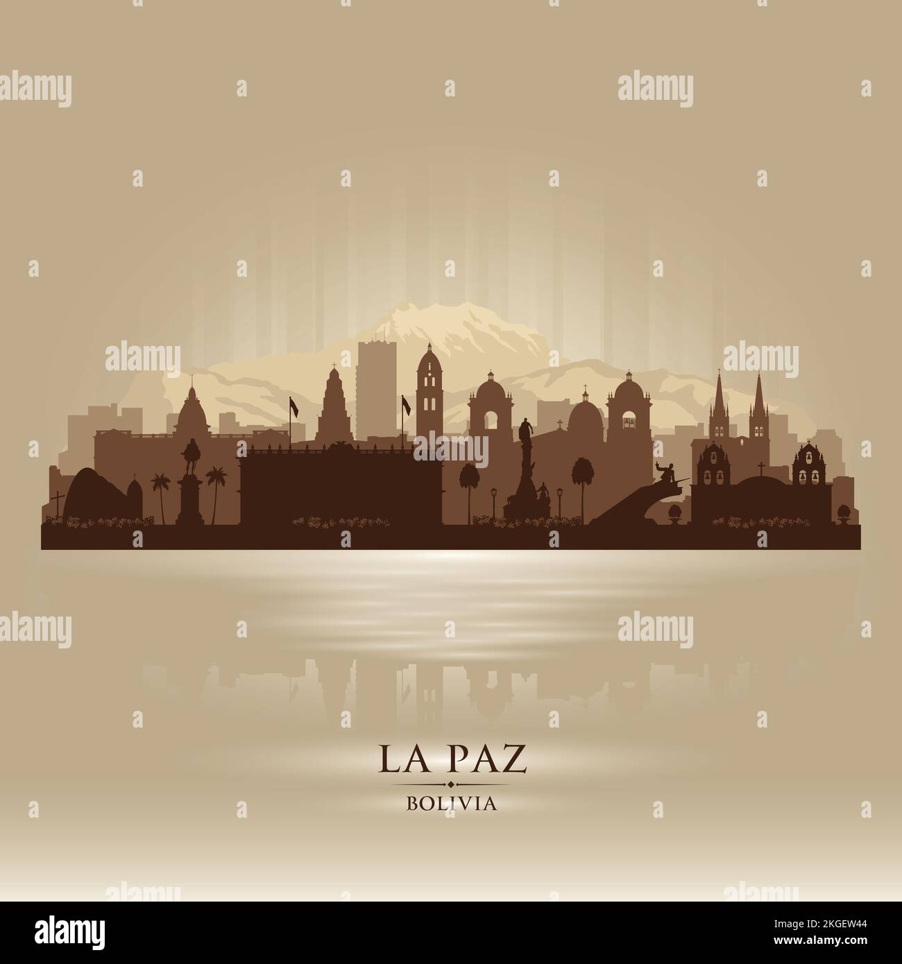 La Paz Bolivia city skyline vector silhouette illustration Stock Vector ...