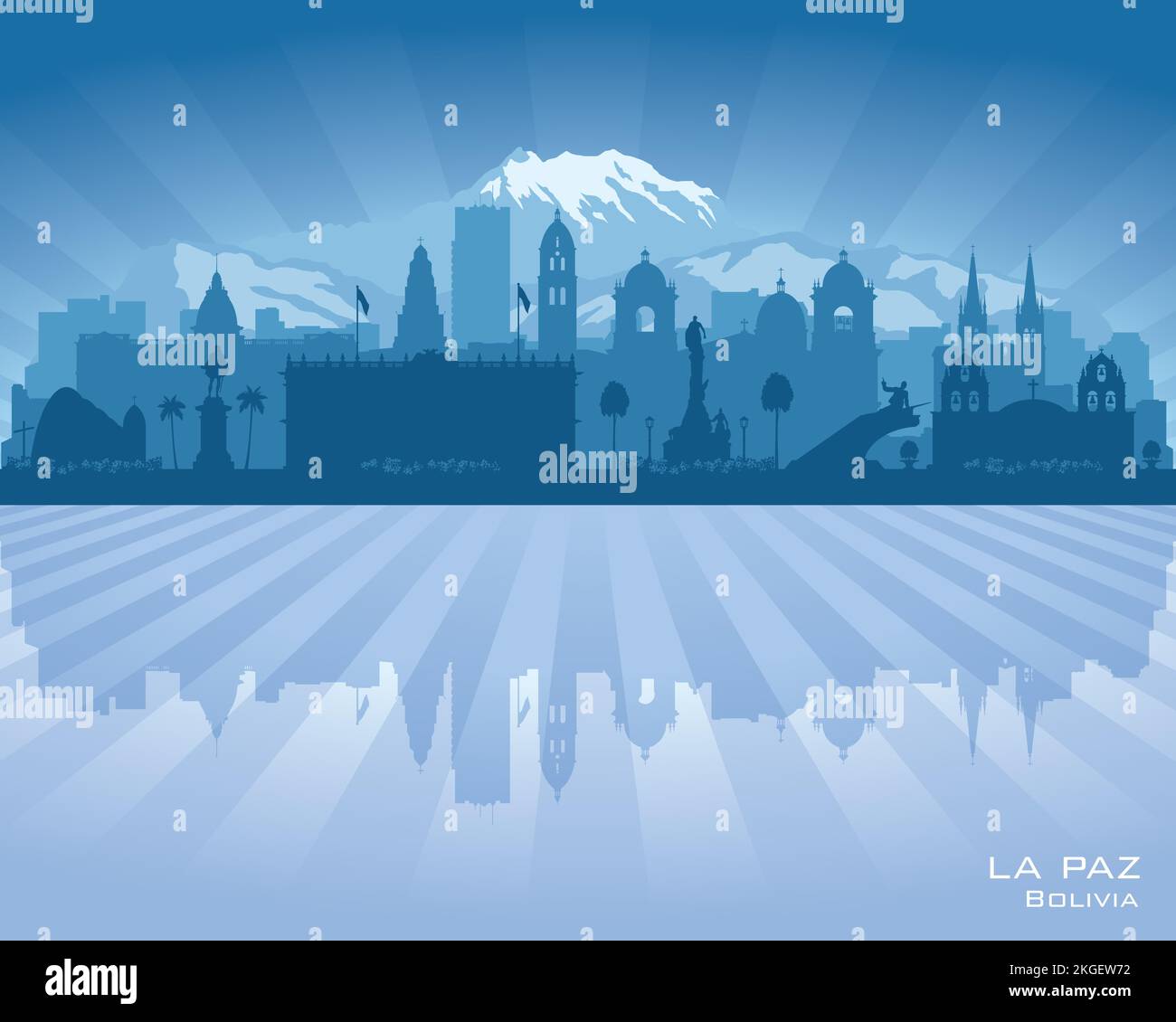 La Paz Bolivia city skyline vector silhouette illustration Stock Vector ...