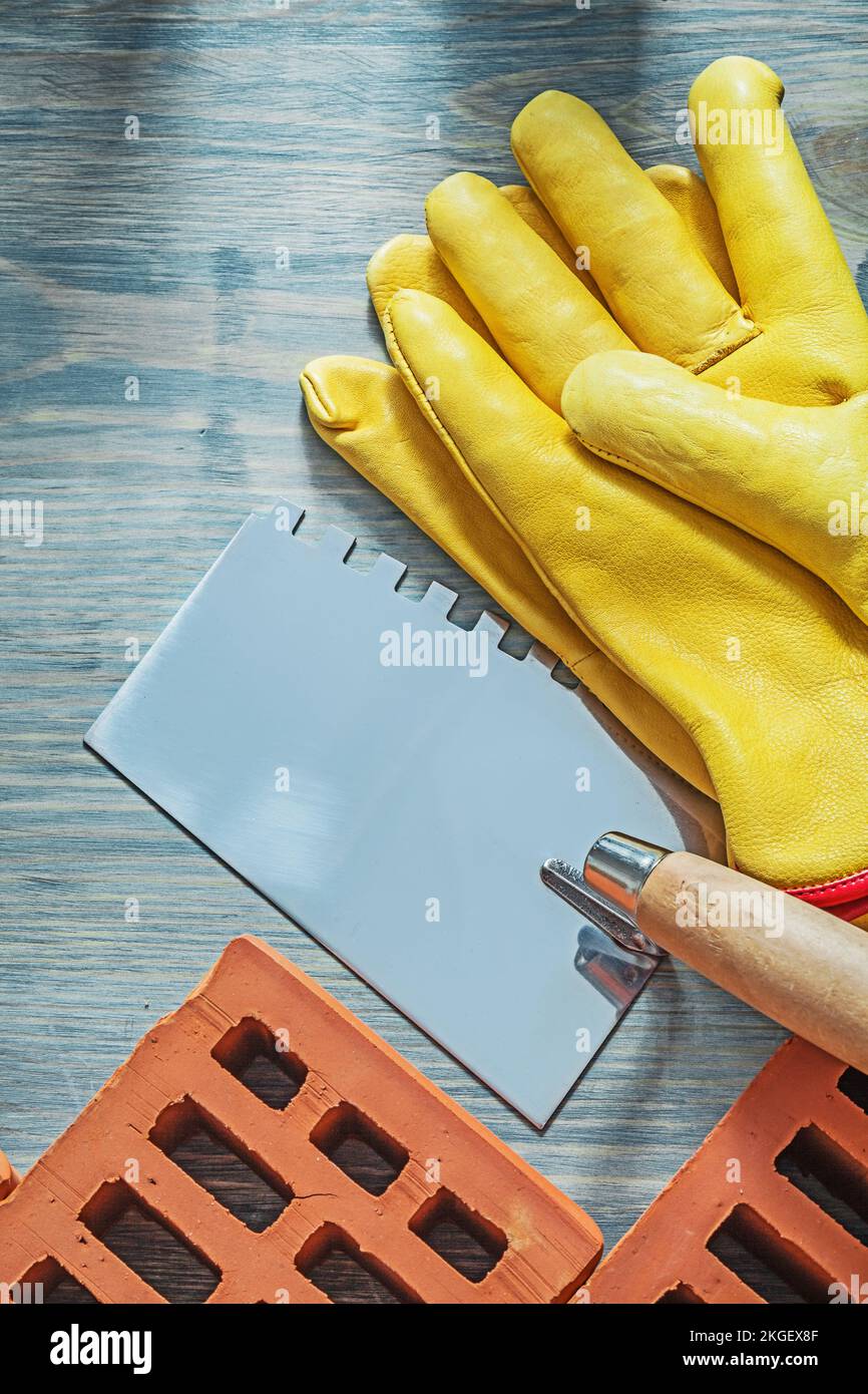 Red Construction Bricks Leather Safety Gloves Bricklaying Trowel red-construction-bricks-leather-safety-gloves-bricklaying-trowel