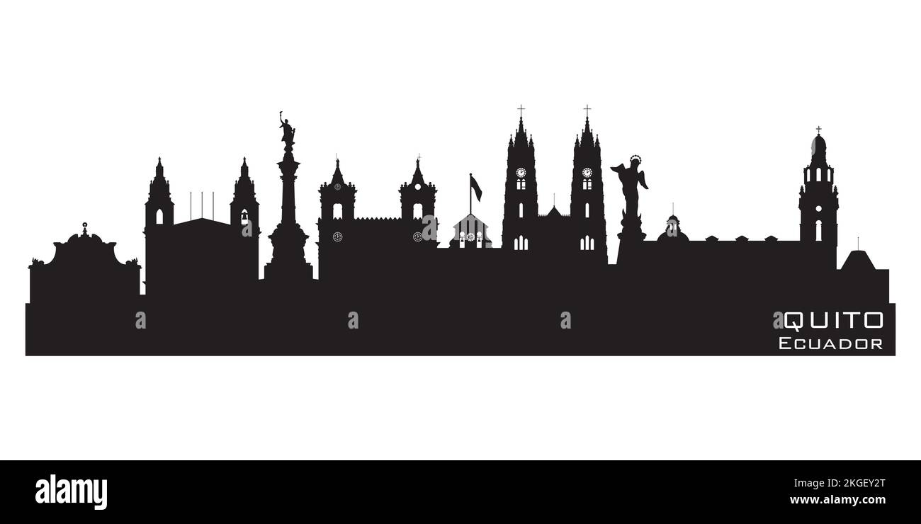 Quito Ecuador city skyline Detailed vector silhouette Stock Vector