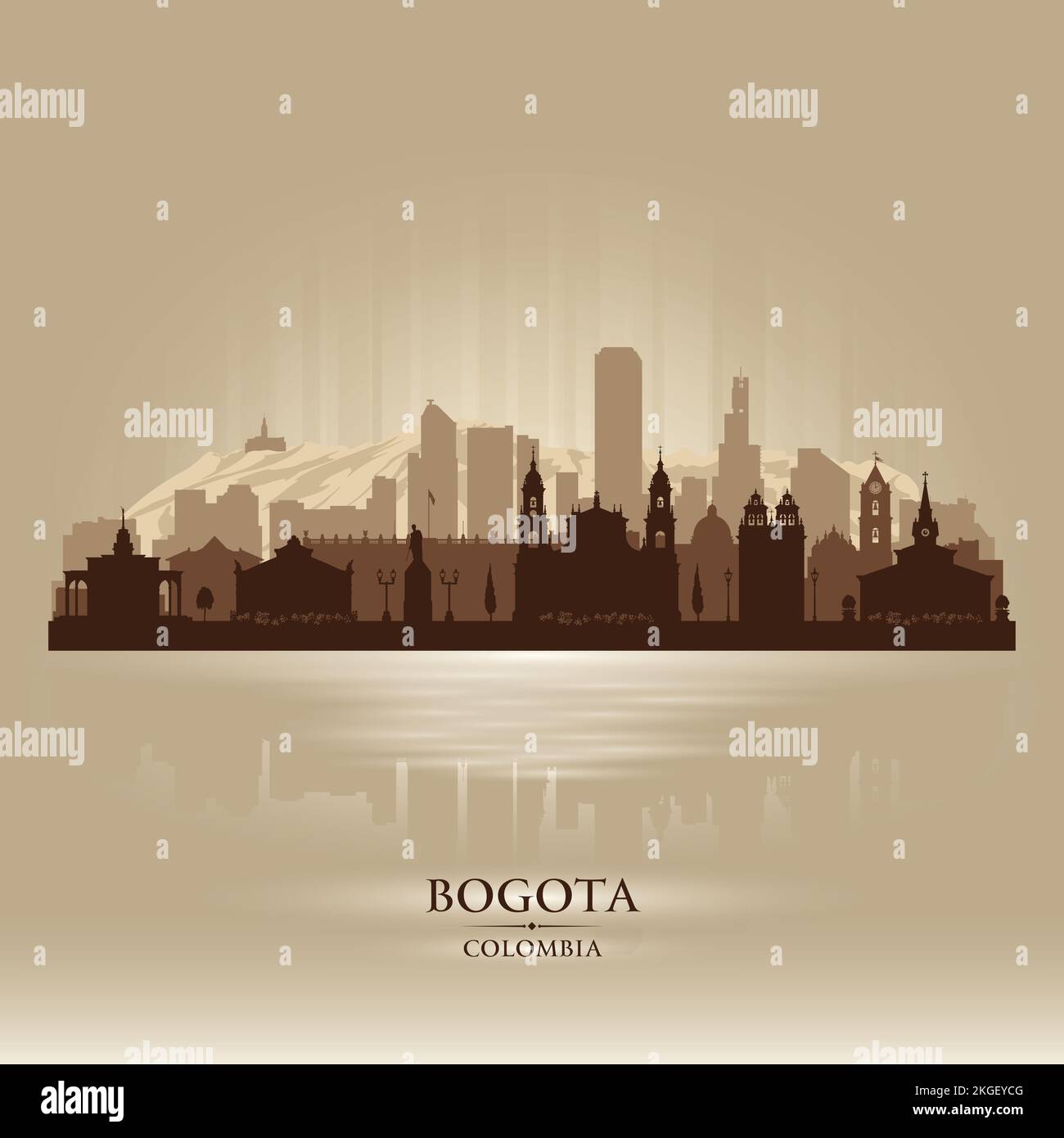 Bogota Colombia city skyline vector silhouette illustration Stock Vector