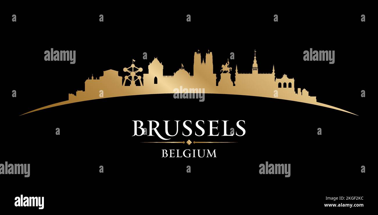 Brussels Belgium city skyline silhouette. Vector illustration Stock ...
