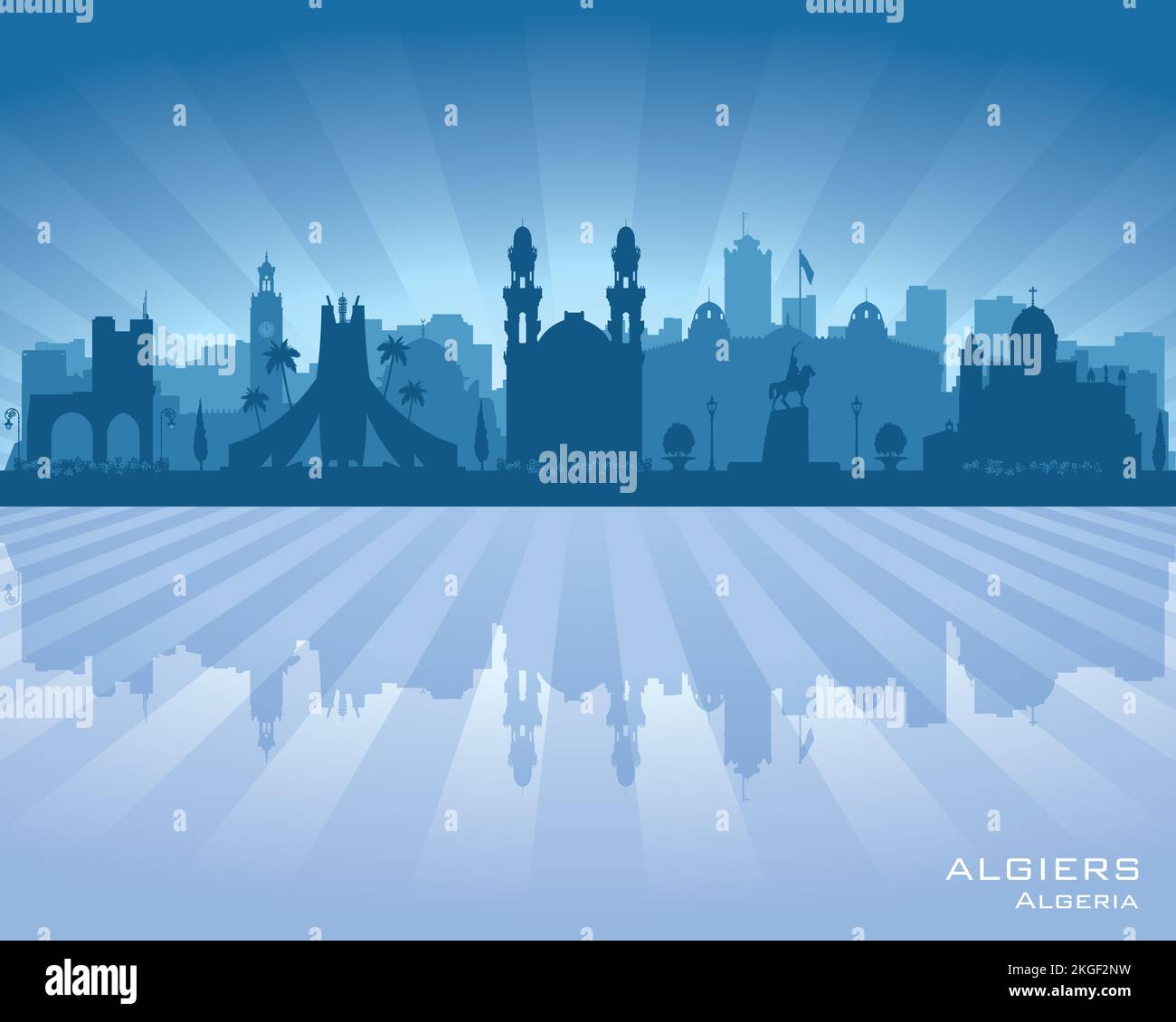 Algiers Algeria city skyline vector silhouette illustration Stock