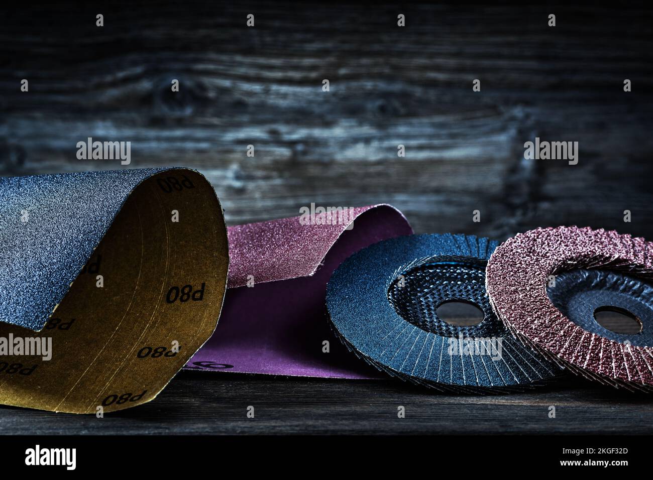 sandpaper and flap discs Stock Photo - Alamy