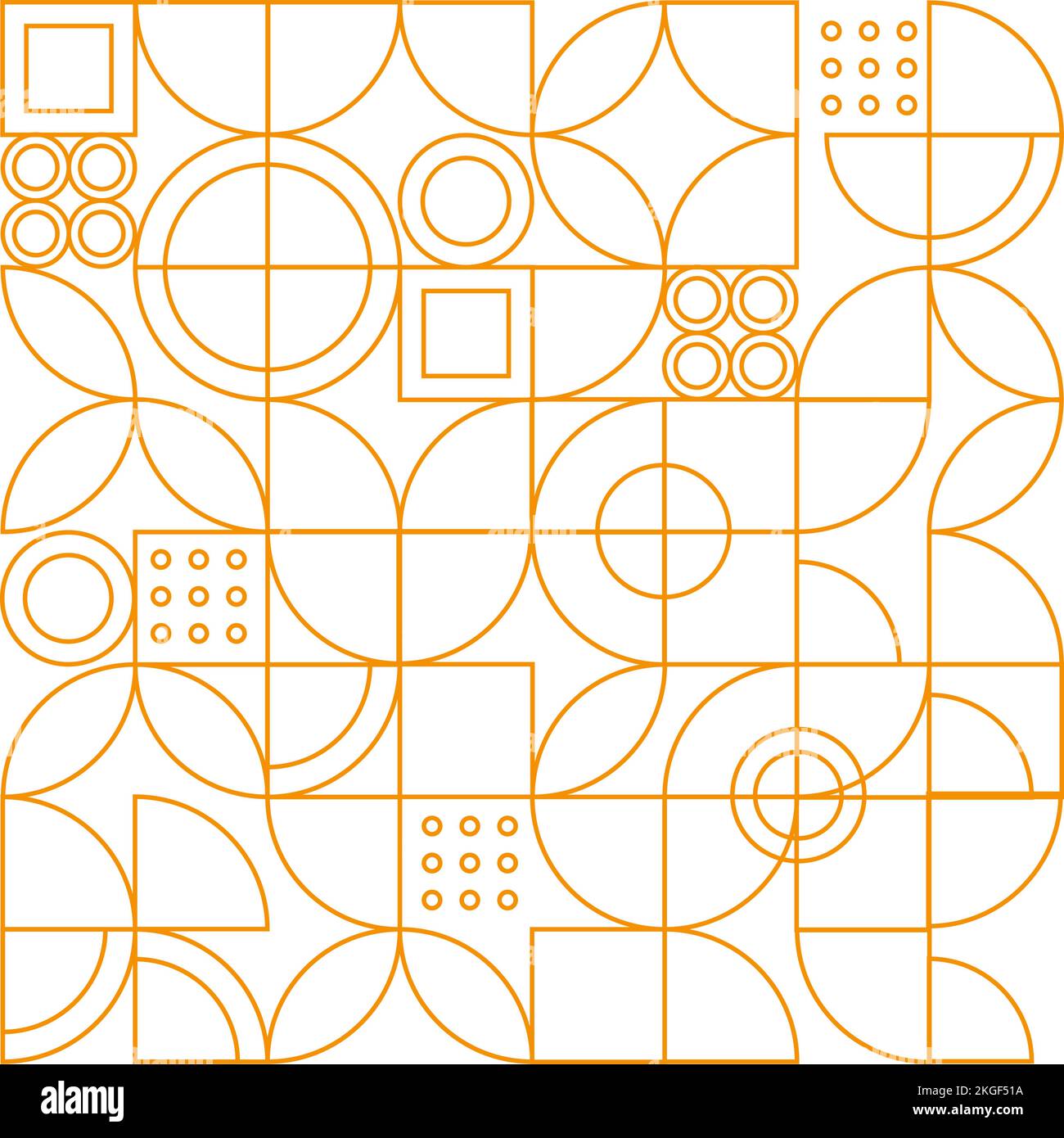flat stylish geometric figure, thin orange lines Stock Vector