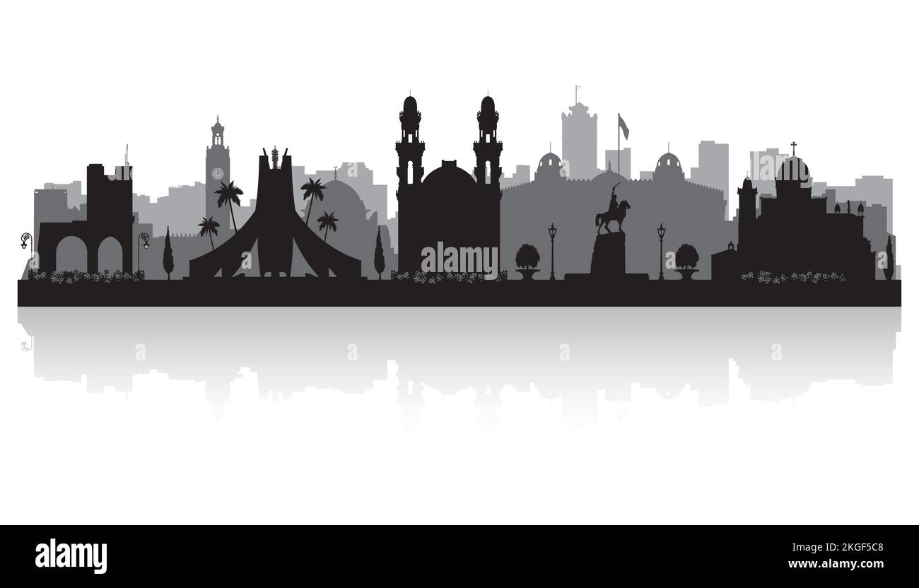 Algiers Algeria city skyline vector silhouette illustration Stock