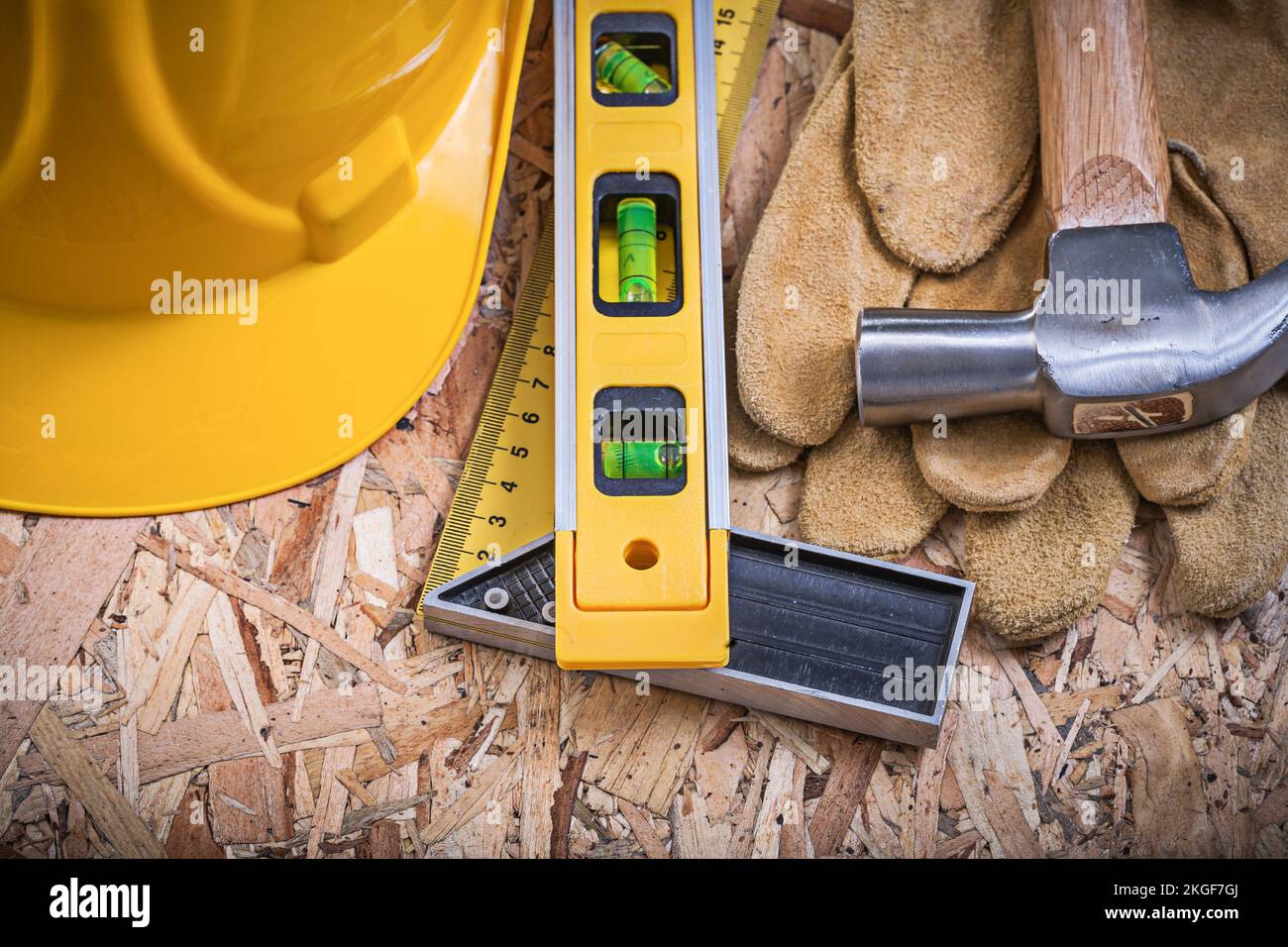 Square ruler construction level claw hammer building helmet leather