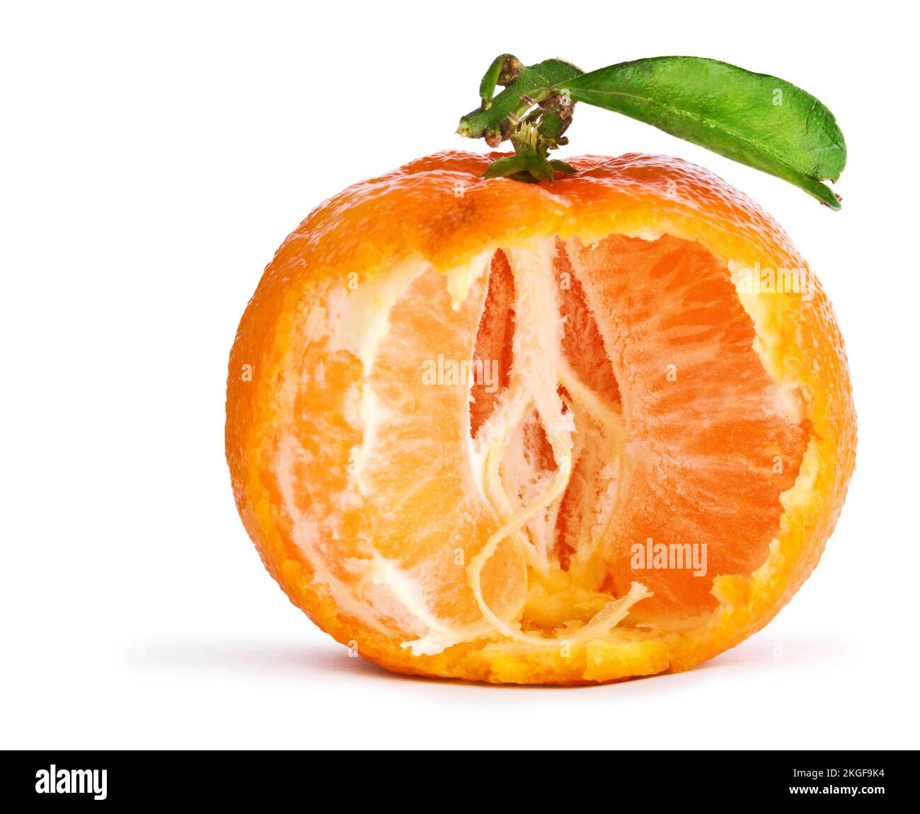 tangerine with leaf isolated Stock Photo
