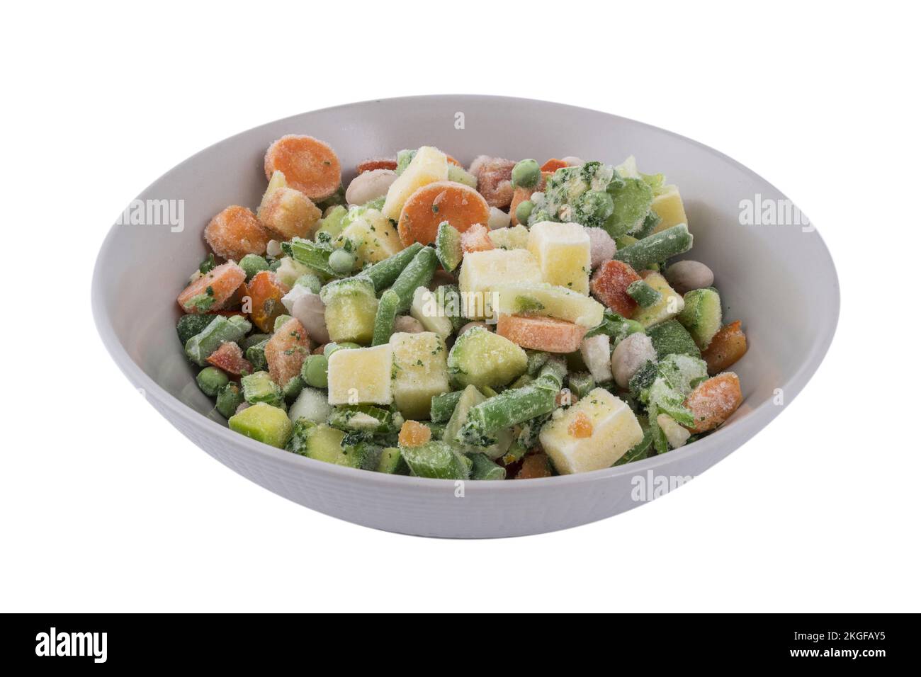 a plaA plate  with frozen chopped vegetables on a transparent background Stock Photo