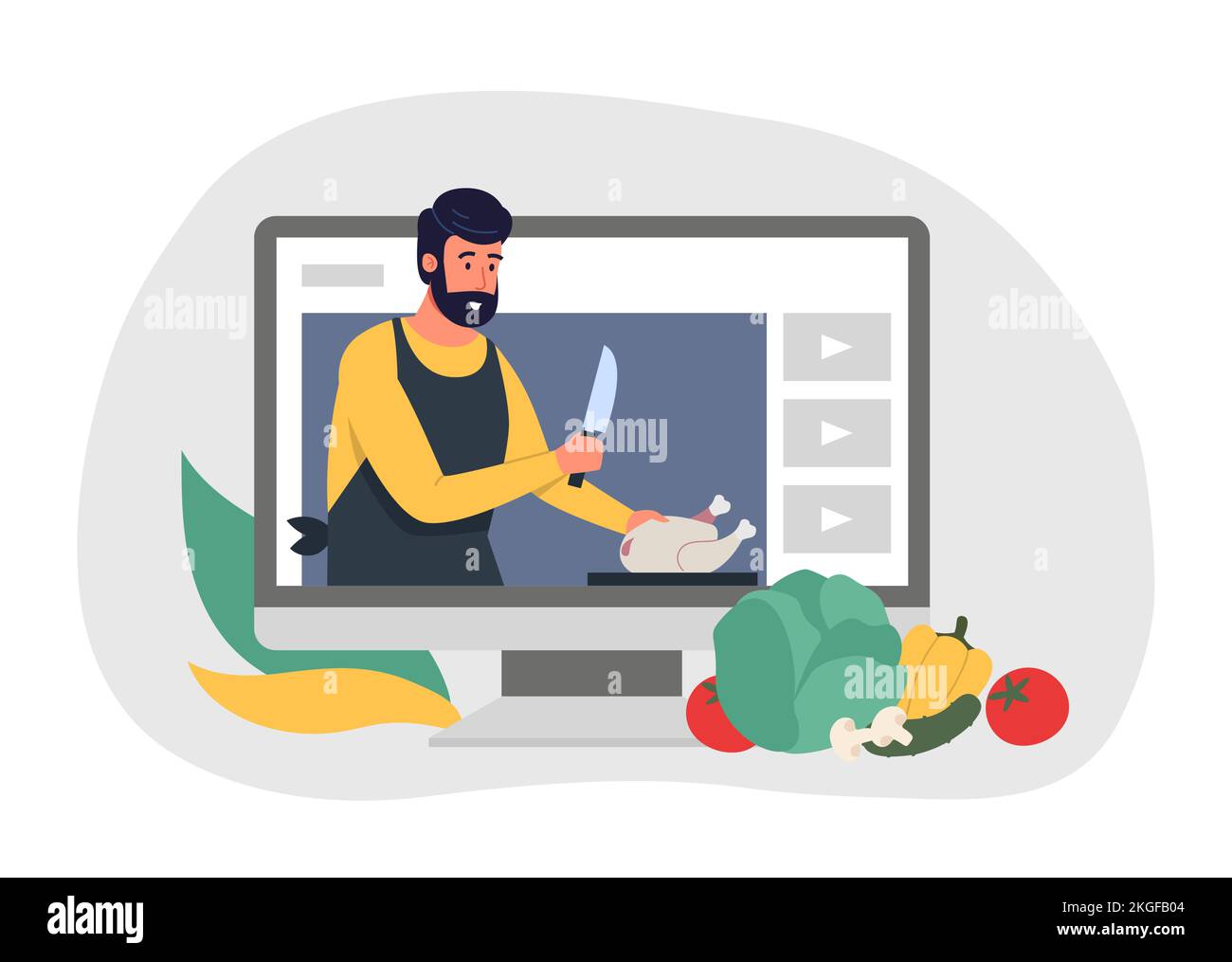 Cooking video channel, instruction how prepare dish Stock Vector Image