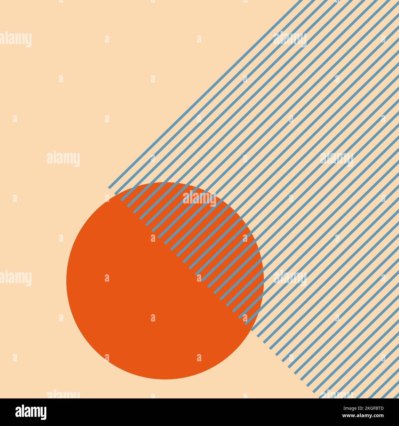 flat geometric figure, thin lines, orange circle Stock Vector