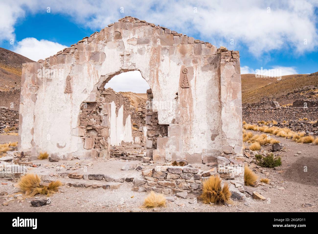 Ruins of the abandoned mining town of San Antonio de Lipez in the Bolivian High Plains, Sur Lipez Province, Bolivia Stock Photo