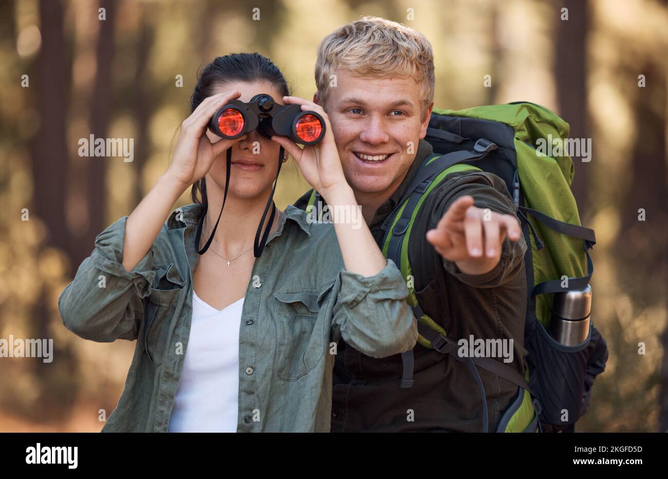 Happy man woman hiking mountains hi-res stock photography and images ...