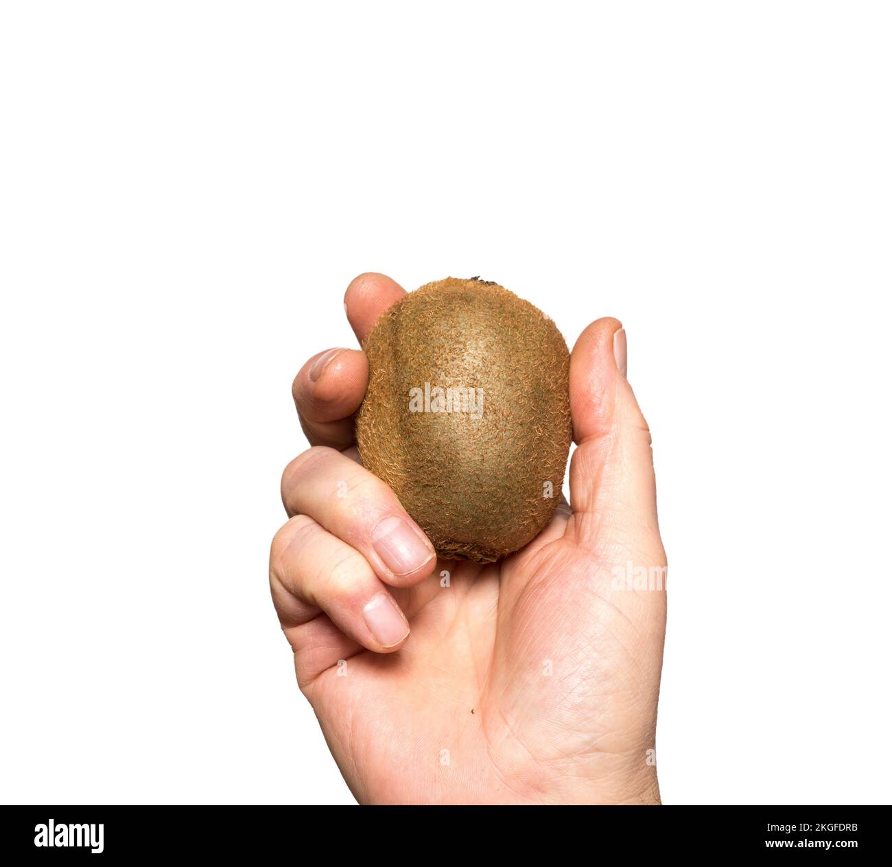 A kiwi held in a hand on a transparent background Stock Photo