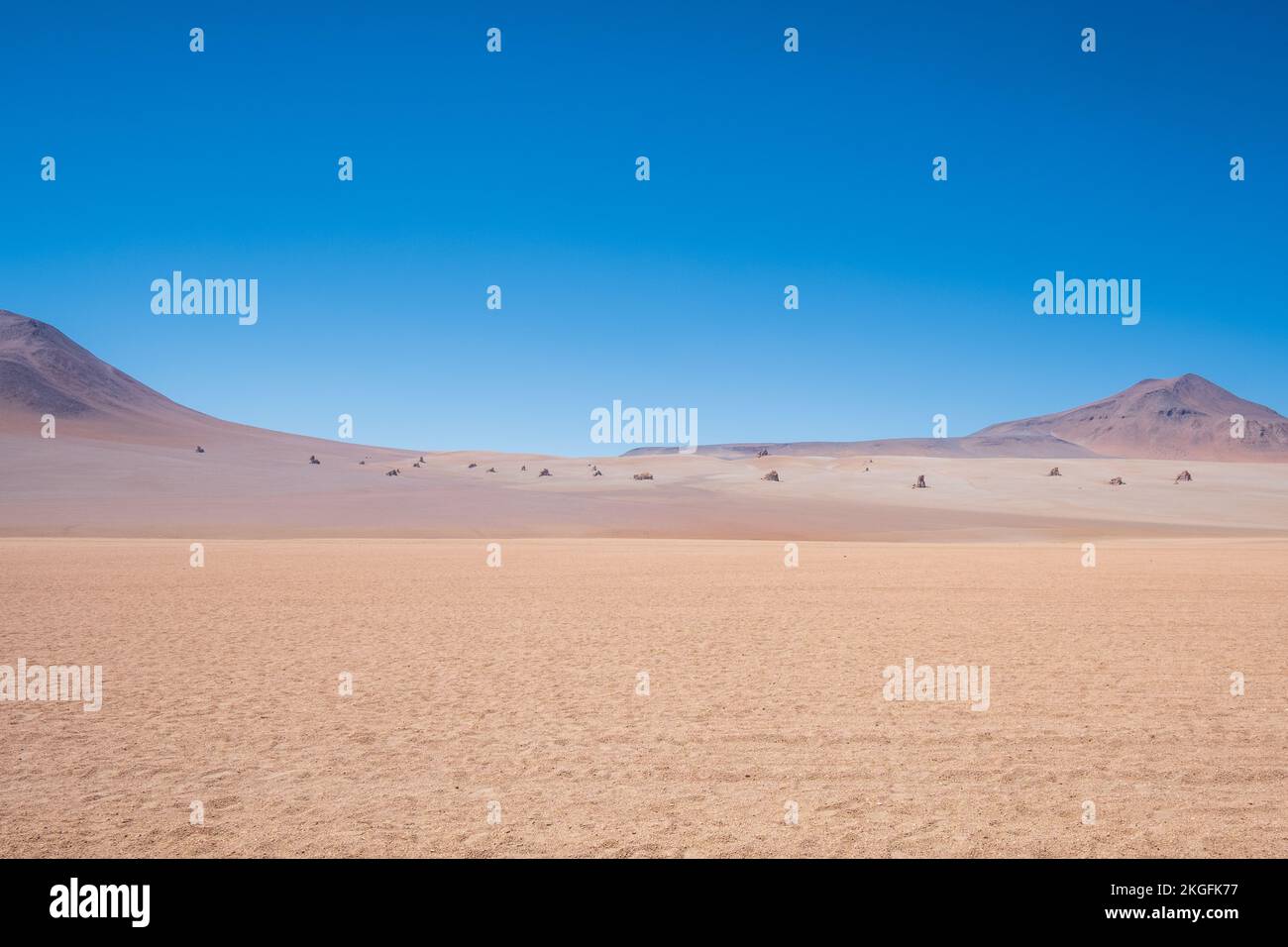 Panoramic view of the Desierto de Dalí (Dali Desert) in Eduardo Avaroa Andean Fauna National Reserve, Sur Lípez Province, Bolivia Stock Photo