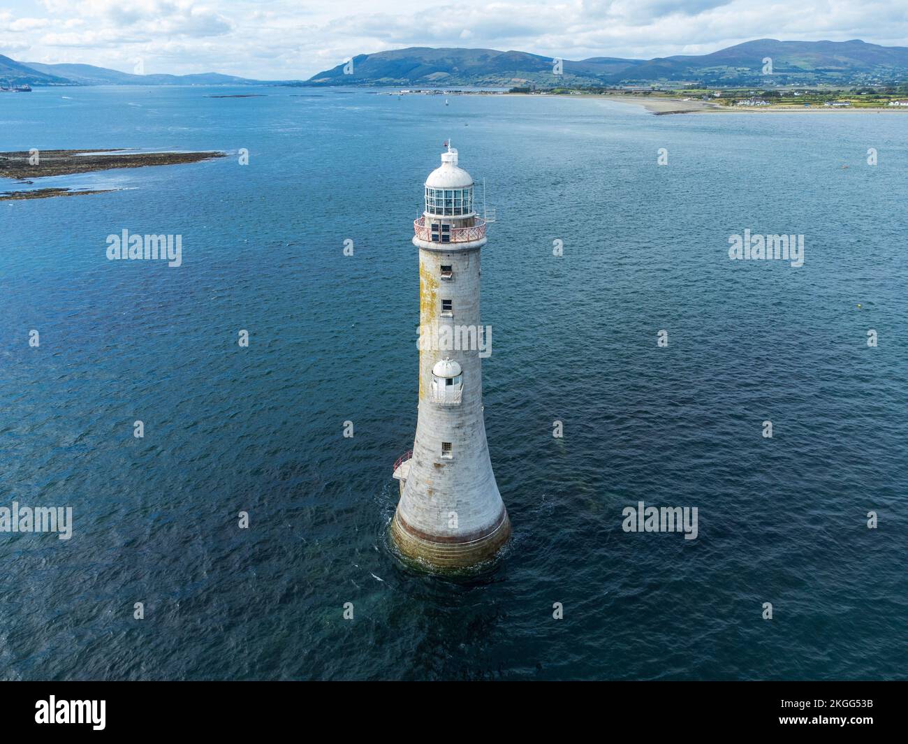 Haulbowline lighthouse at Cranfield, Co. Down, at the entrance to Carlingford Lough Stock Photo