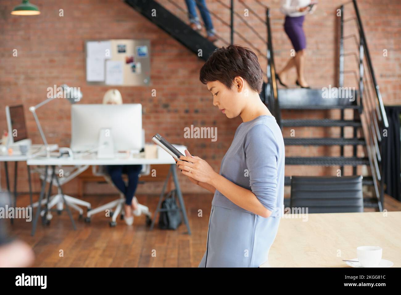 Business woman, tablet and digital marketing while online doing