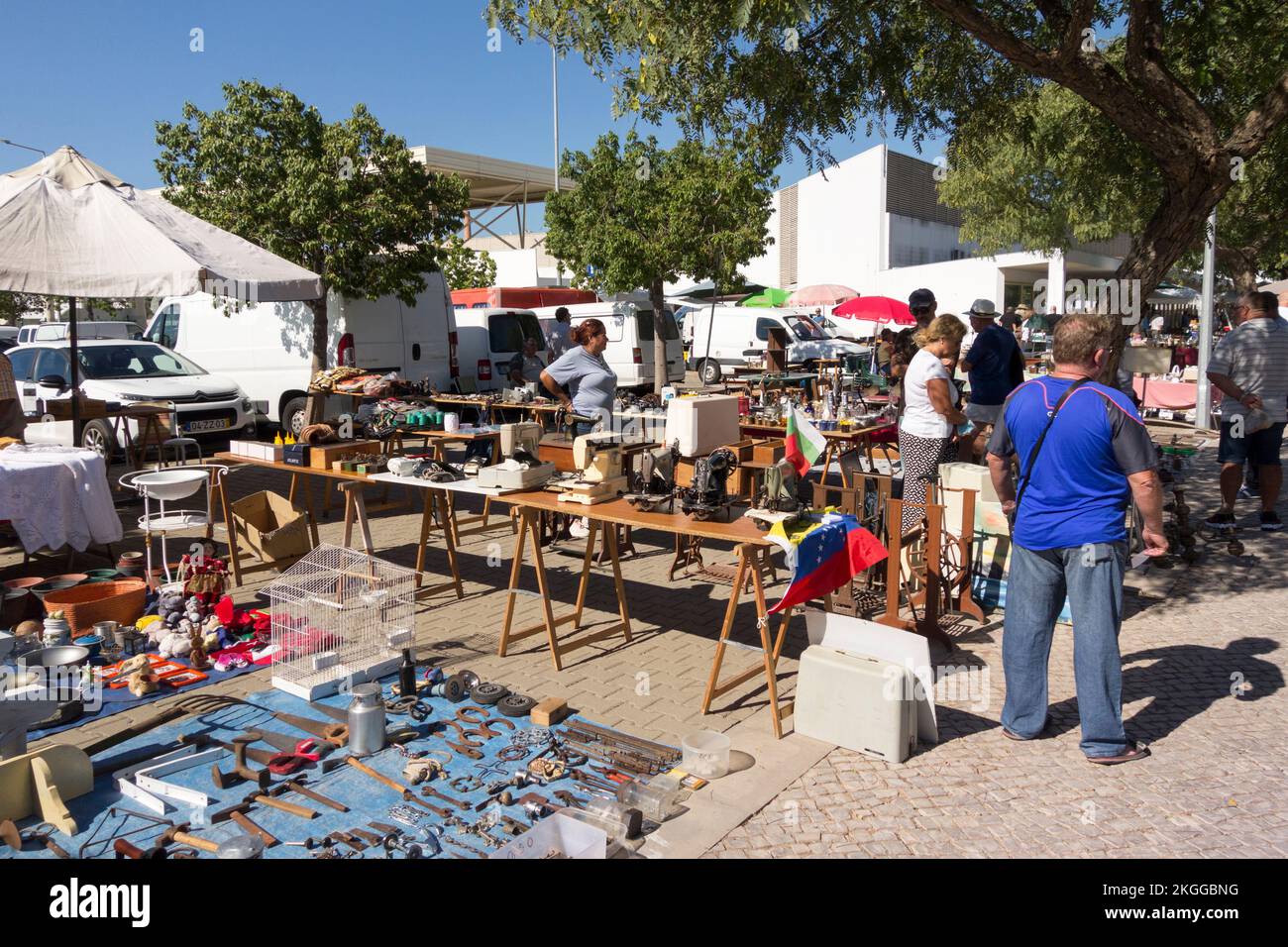 Outdoor flea market, Tavira, Algarve, Portugal Stock Photo