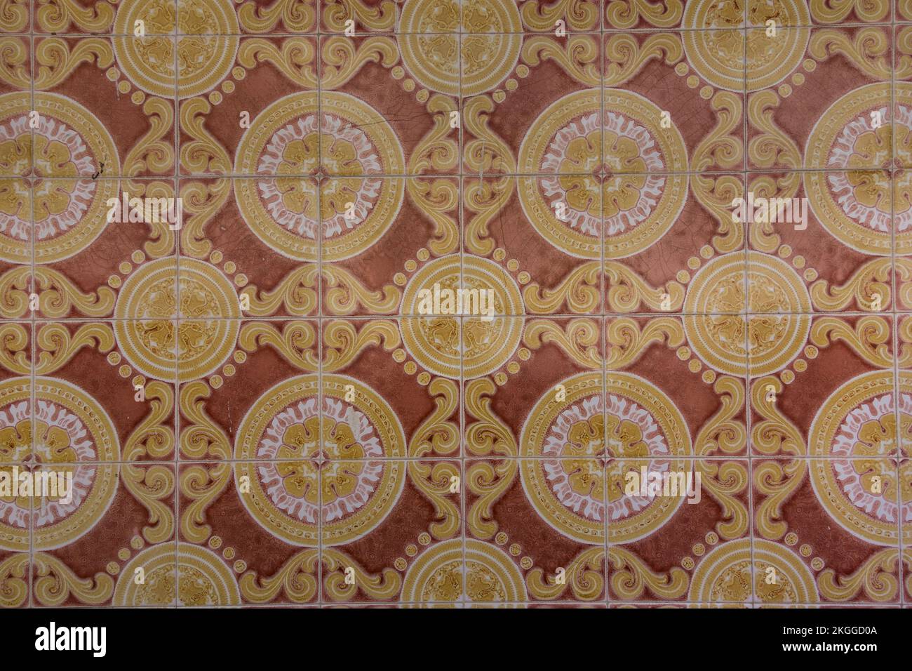 Typical Portuguese ceramic tiles on buildings and houses, Tavira, Algarve, Portugal Stock Photo