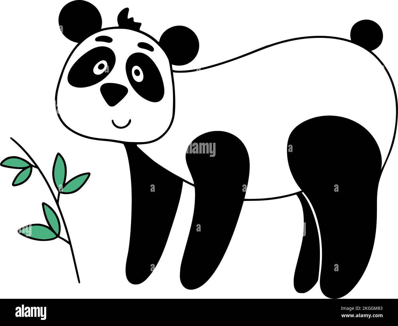 Funny panda stands isolated vector illustration Stock Vector Image