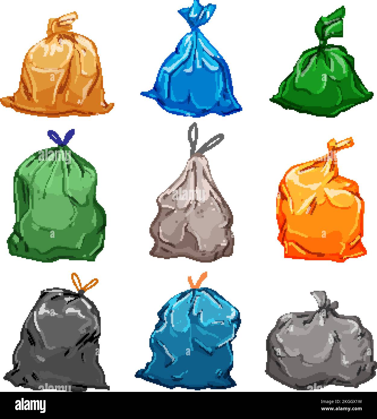 trash bag set cartoon vector illustration Stock Vector Image & Art Alamy