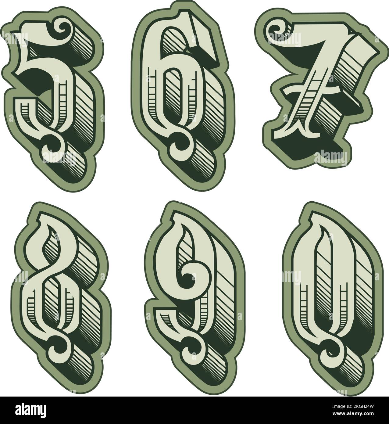 Vector decorative original alphabet numbers font. Eps10 separated by