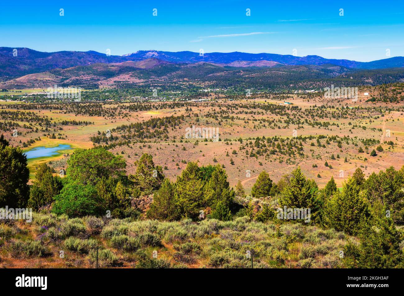 Susanville in California viewed from U.S. Route 139 Stock Photo