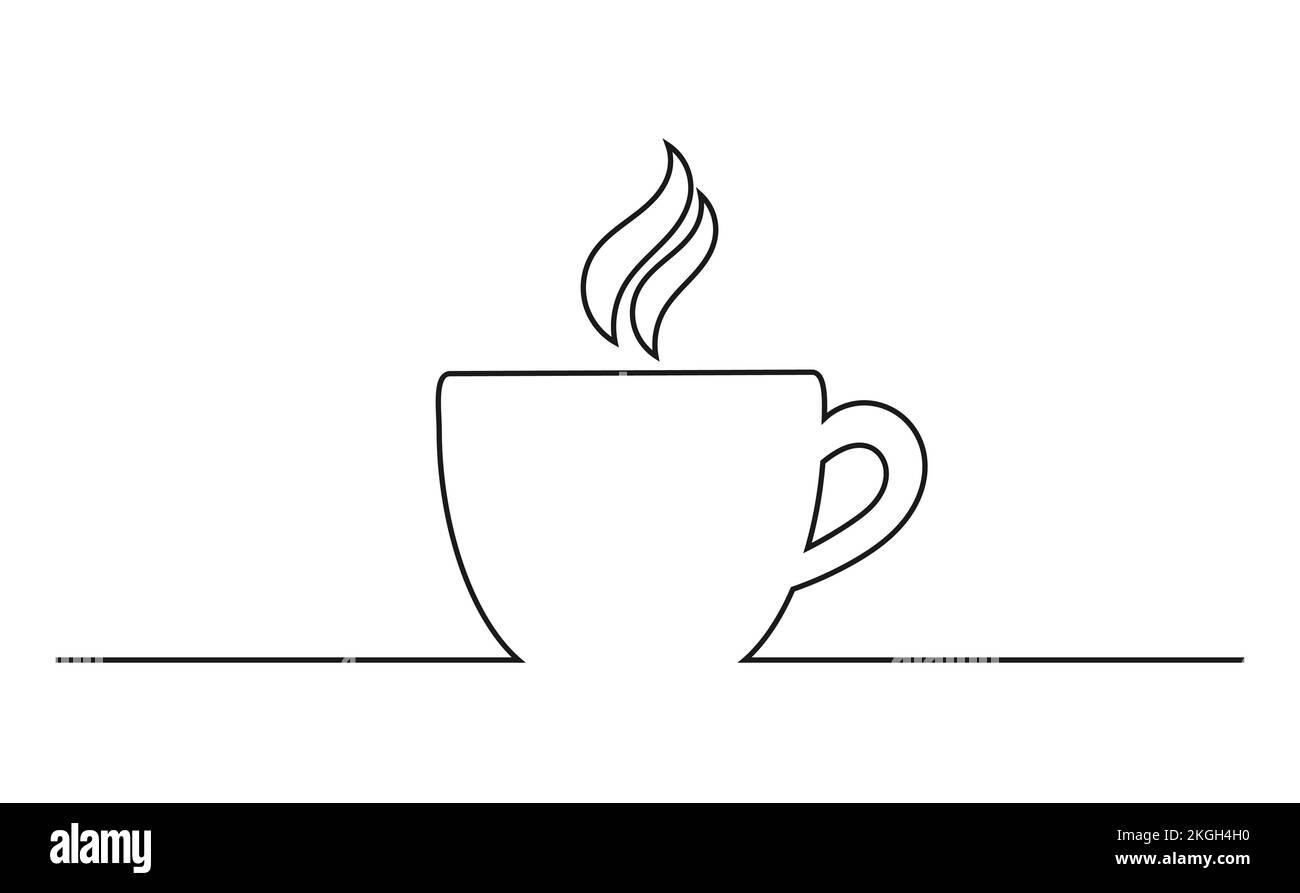 Coffee cup line drawing. Vector illustration Stock Vector Image & Art