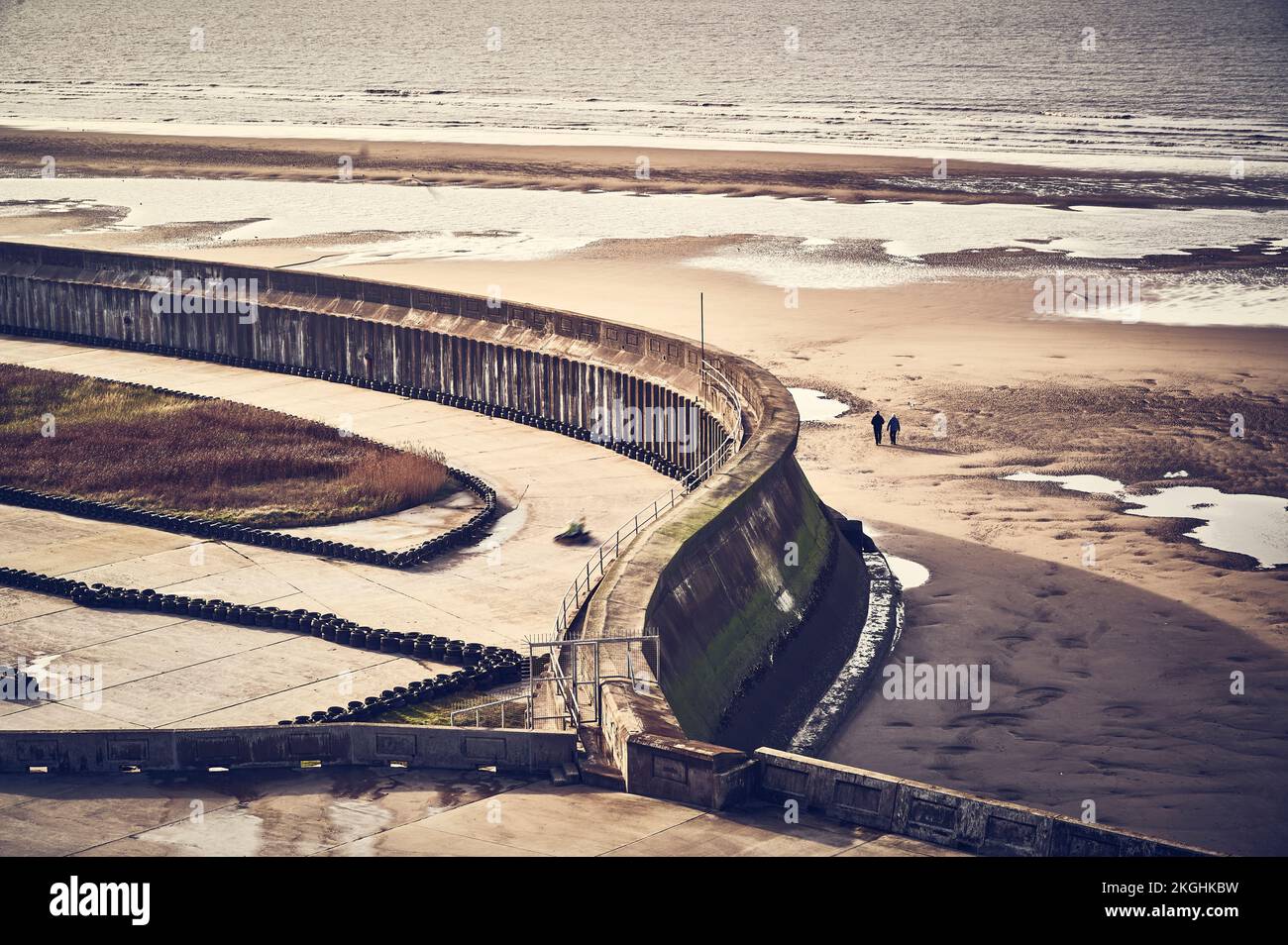 Go kart track and Blackpool beach at low tide Stock Photo