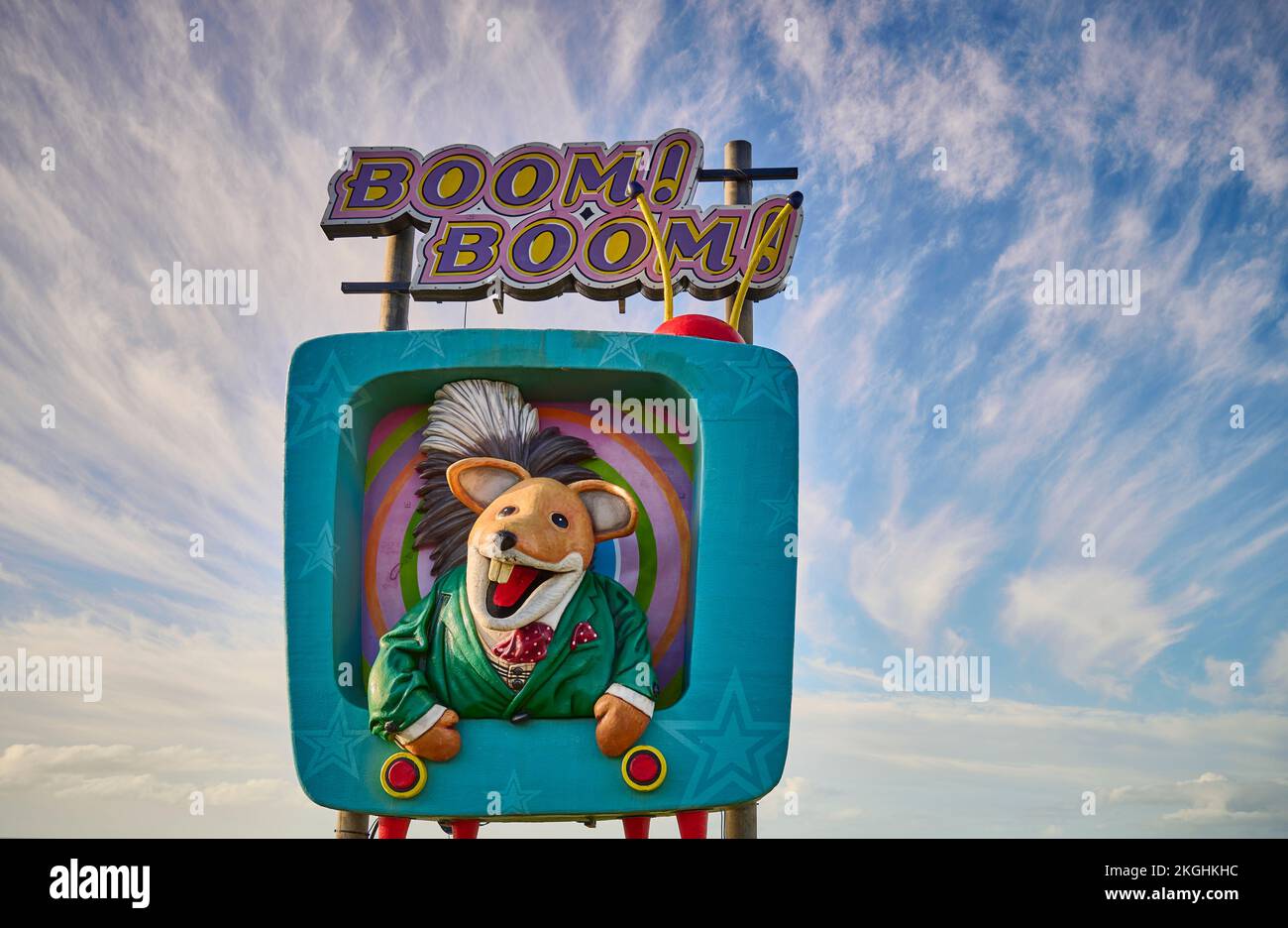 Childrens' TV character Basil Brush in Blackpool illuminations Stock Photo