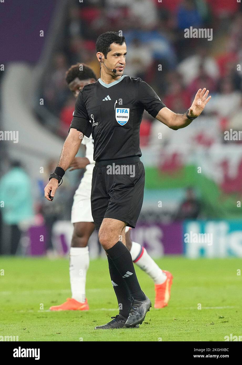 Doha, Qatar, November 21, 2022, Ahmad bin Ali Stadium, Doha, QAT, World Cup FIFA 2022, Group B, USA vs Wales, in the picture referee Abdulrahman Al Jassim Stock Photo