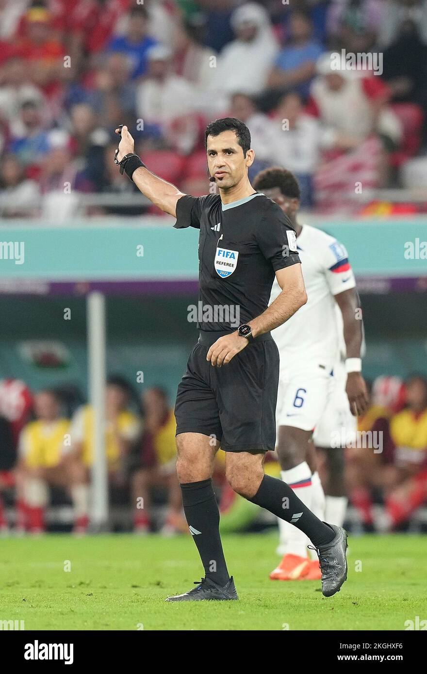 Doha, Qatar, November 21, 2022, Ahmad bin Ali Stadium, Doha, QAT, World Cup FIFA 2022, Group B, USA vs Wales, in the picture referee Abdulrahman Al Jassim Stock Photo
