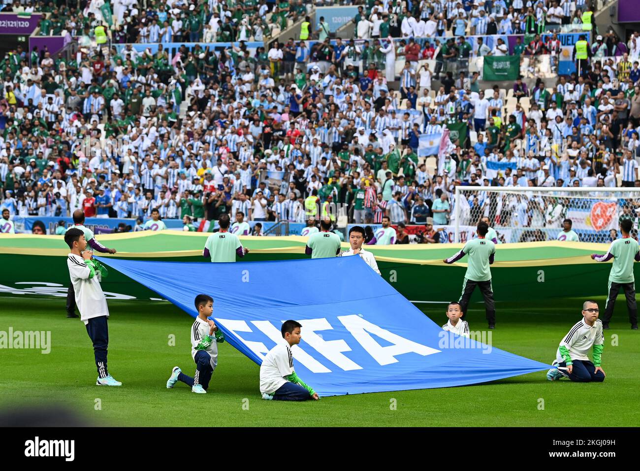 Saudi Arabia, Doha, Qatar, 22 November, 2022, Six Chinese children are serving as the flag