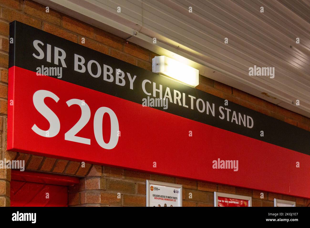 Sir Bobby Charlton Stand at Manchester United's Old Trafford stadium, Manchester Stock Photo