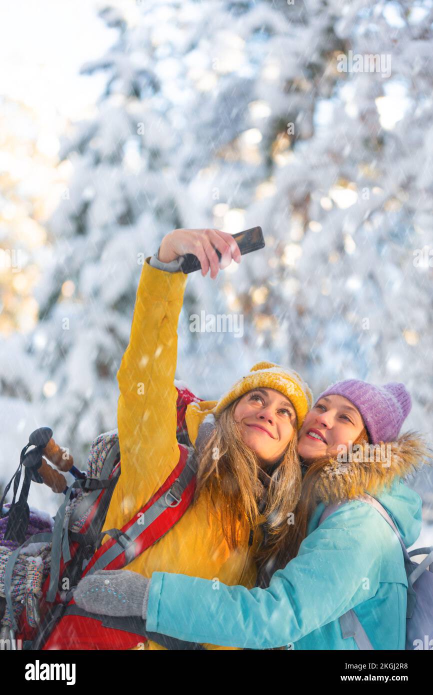 Vertical video hiking outdoors woman hi-res stock photography and