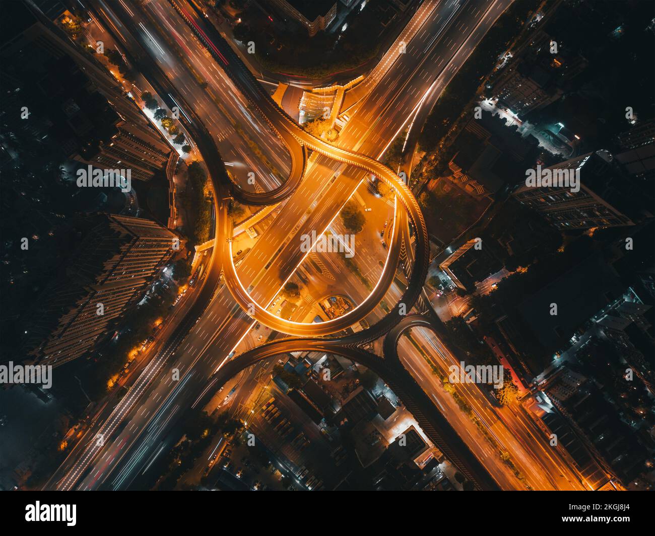 An aerial of 25 de Mayo night view with lights and building silhouettes