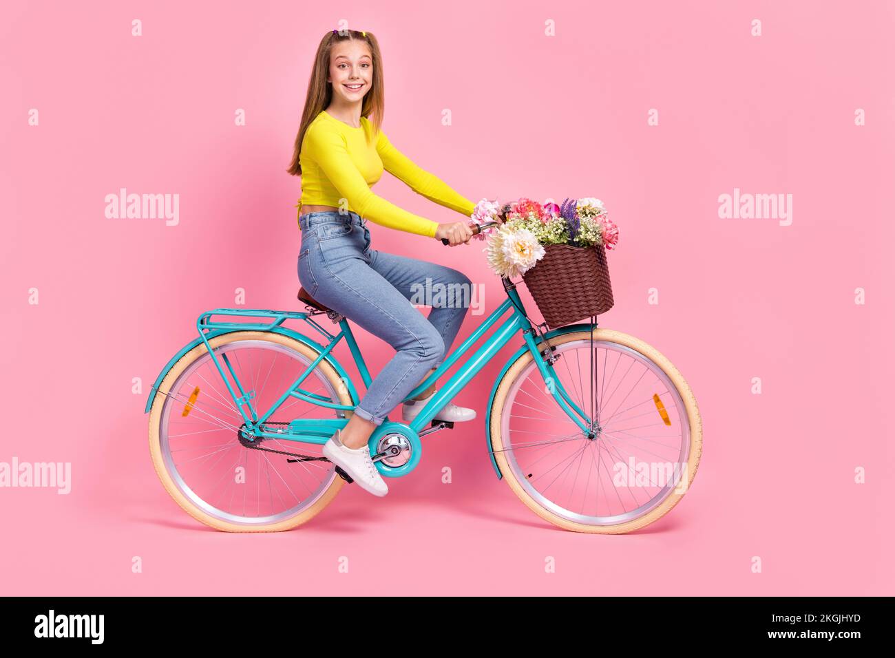 Happy driving bike cute girl hi res stock photography and images