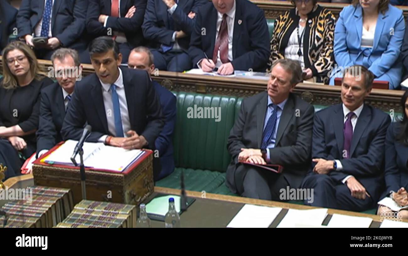 Prime Minister Rishi Sunak speaks during Prime Minister's Questions in