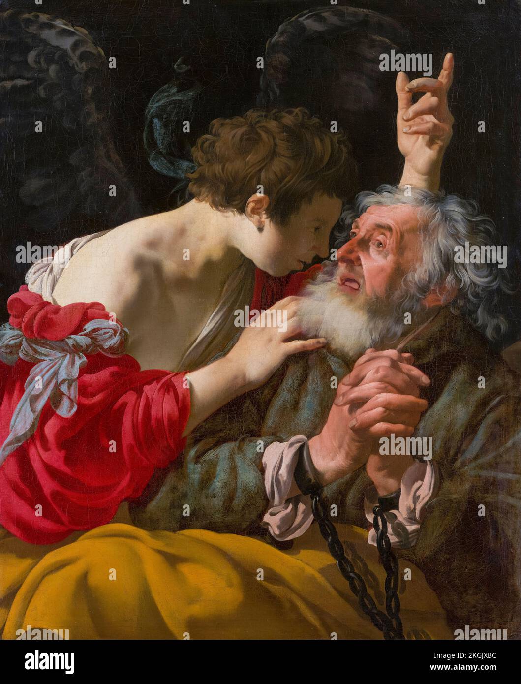 The Liberation of Peter, painting in oil on canvas by Hendrick ter Brugghen, 1624 Stock Photo