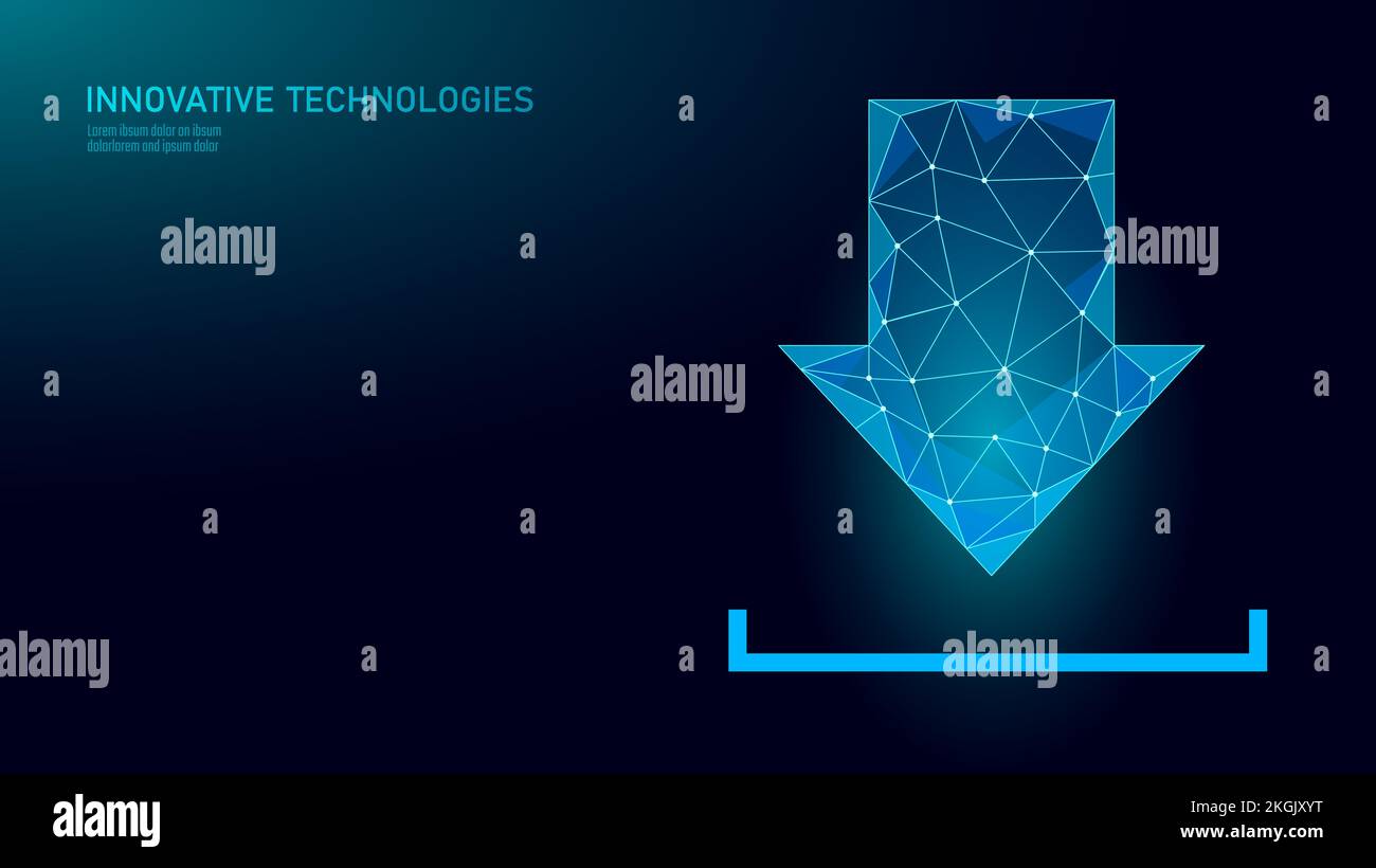 Download arrow low poly sign. Blue triangle line symbol. Mobile web ...