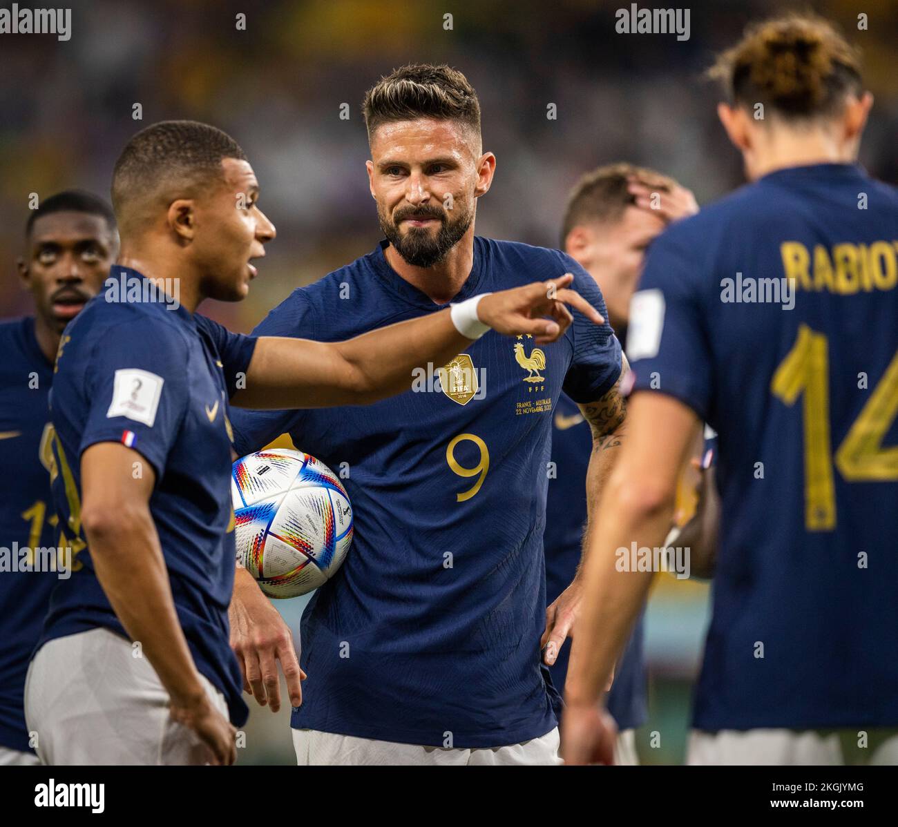 Doha, Qatar. 22nd Nov, 2022. Kylian Mbappe (FRA), Olivier Giroud (FRA ...