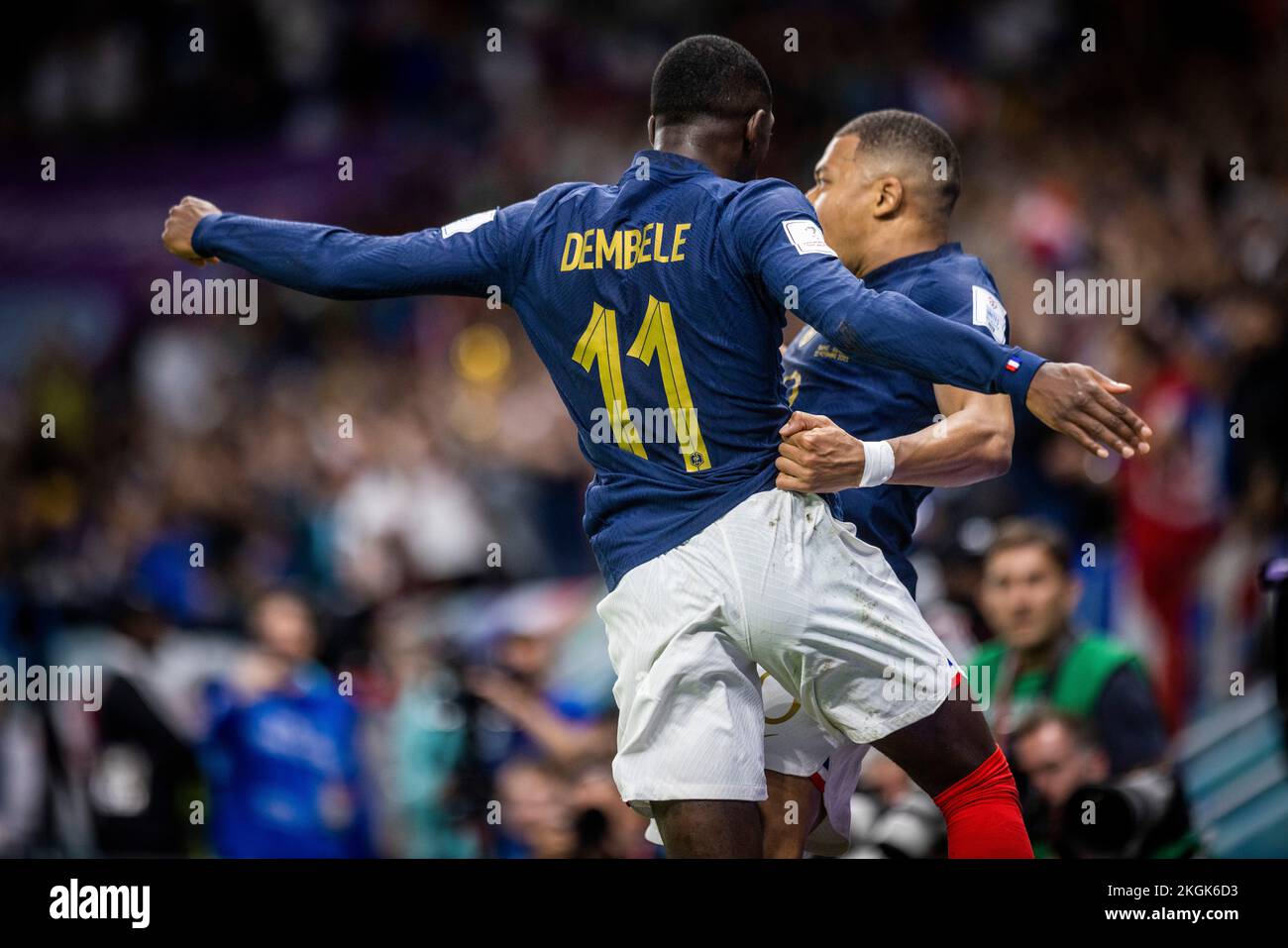 Doha, Qatar. 22nd Nov, 2022. Torjubel: Ousmane Dembele (FRA), Kylian ...