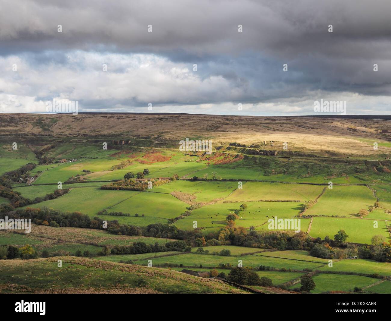 View to the Rosedale Ironstone Railway and ruins of the kilns, North York Moors Stock Photo