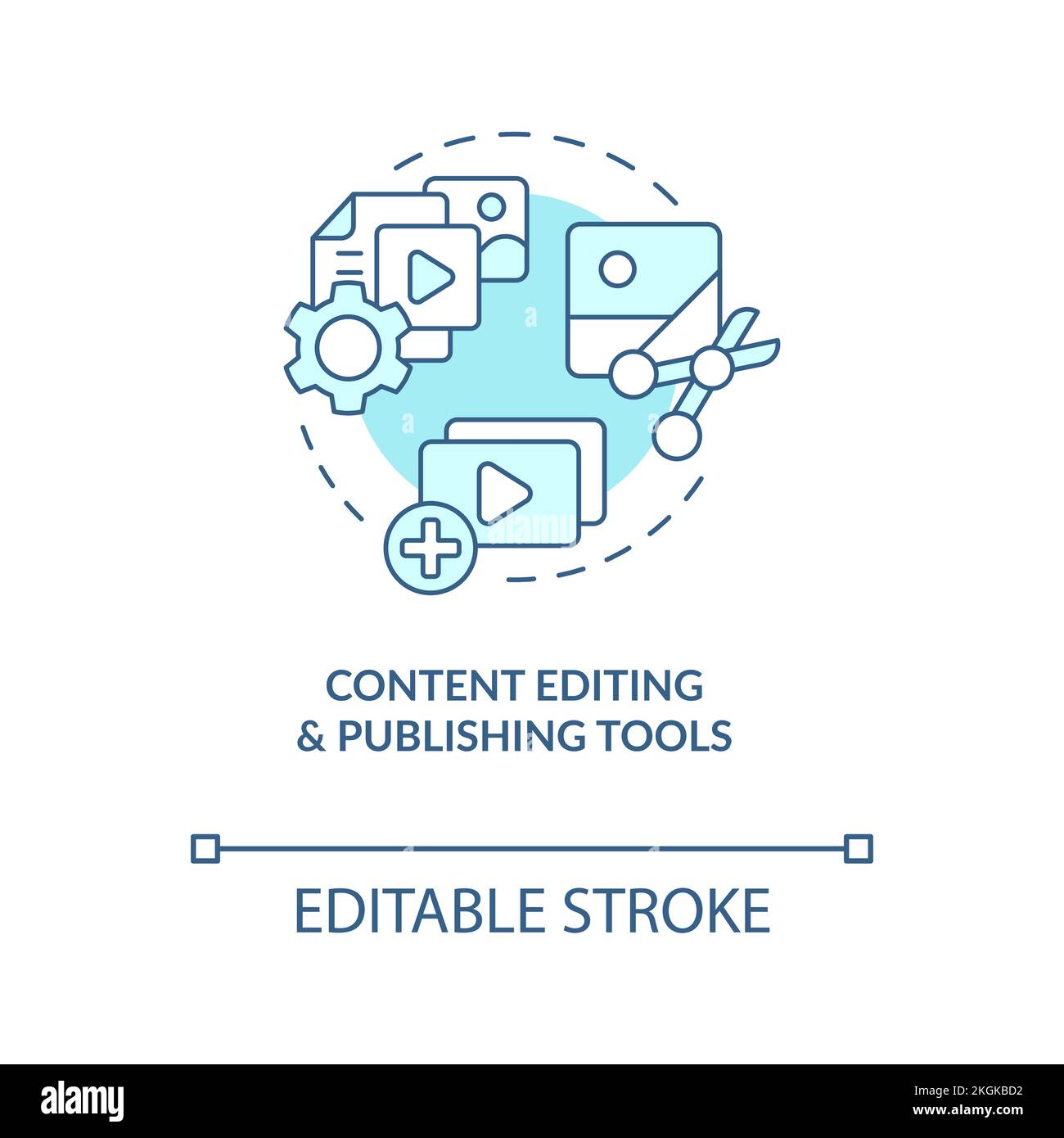 Content editing and publishing tools turquoise concept icon Stock Vector